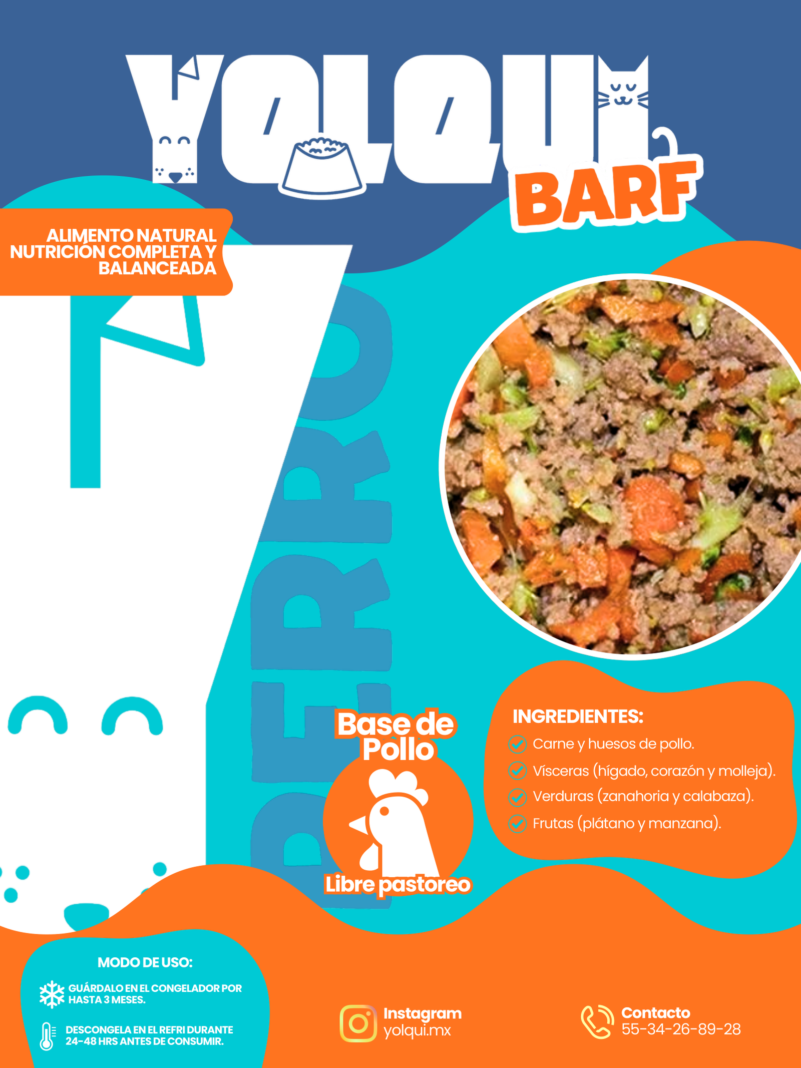 Etiqueta BARF de Pollo para perro